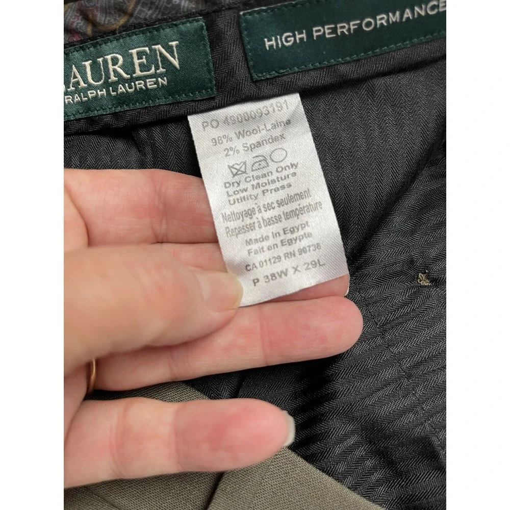 LRL Ralph Lauren Mens Dress Pants 38x29 Pleated High Performance Wool Fall Prep‎